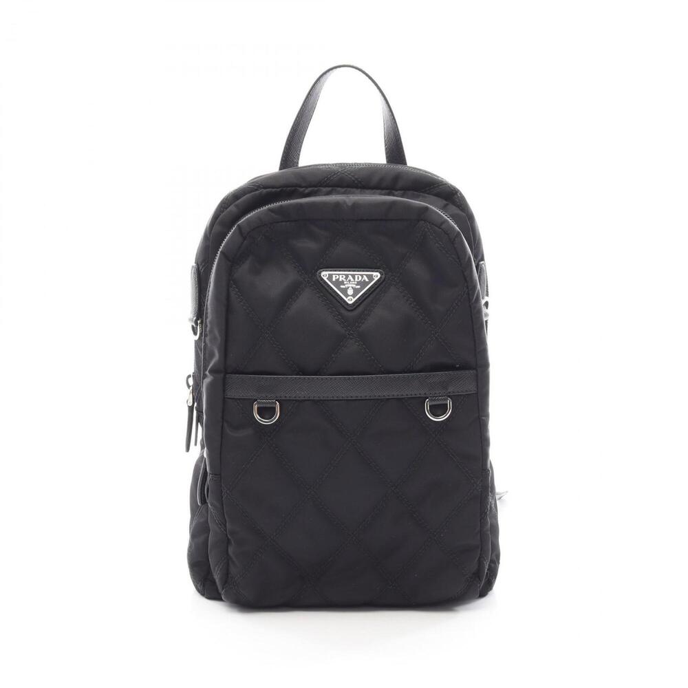 Prada TESSUTO IMPUNTU Backpack/Handbag, Nylon & Saffiano Leather, Women's, Black